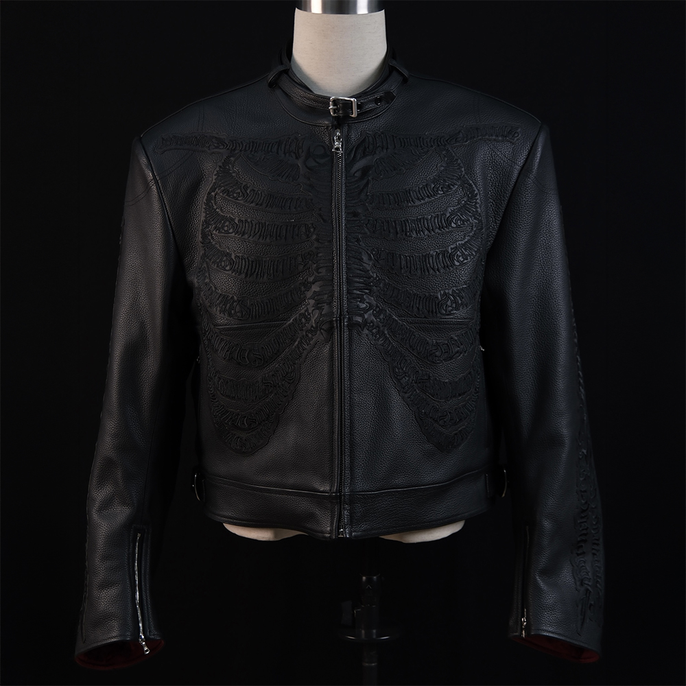 "Black Bone" Biker Leather Jacket