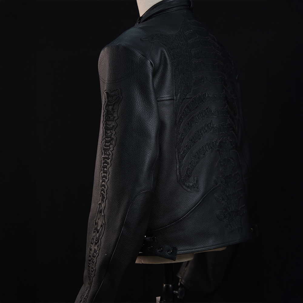 Black bone jacket back details