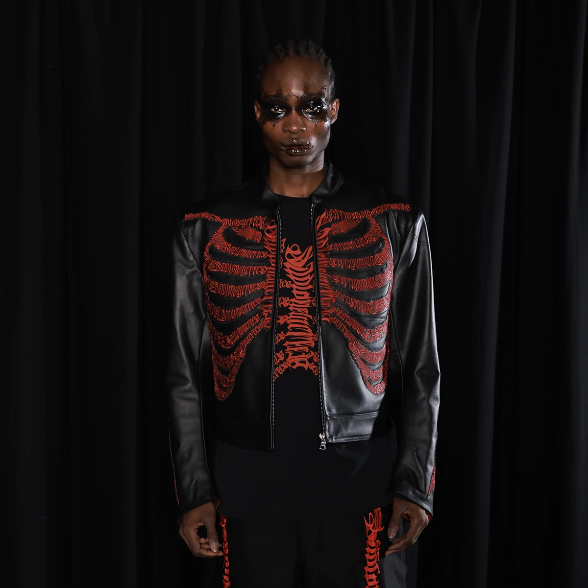 "Red Bone" Biker Leather Jacket