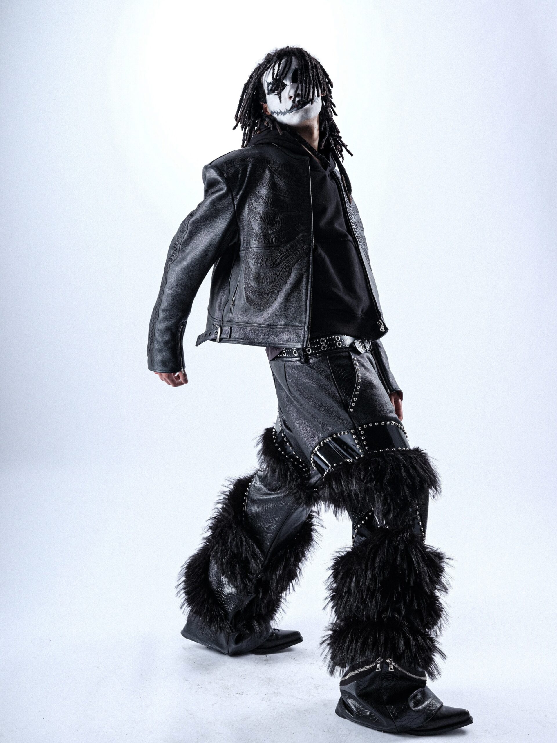 Black Mirror Leather/Fur Trousers