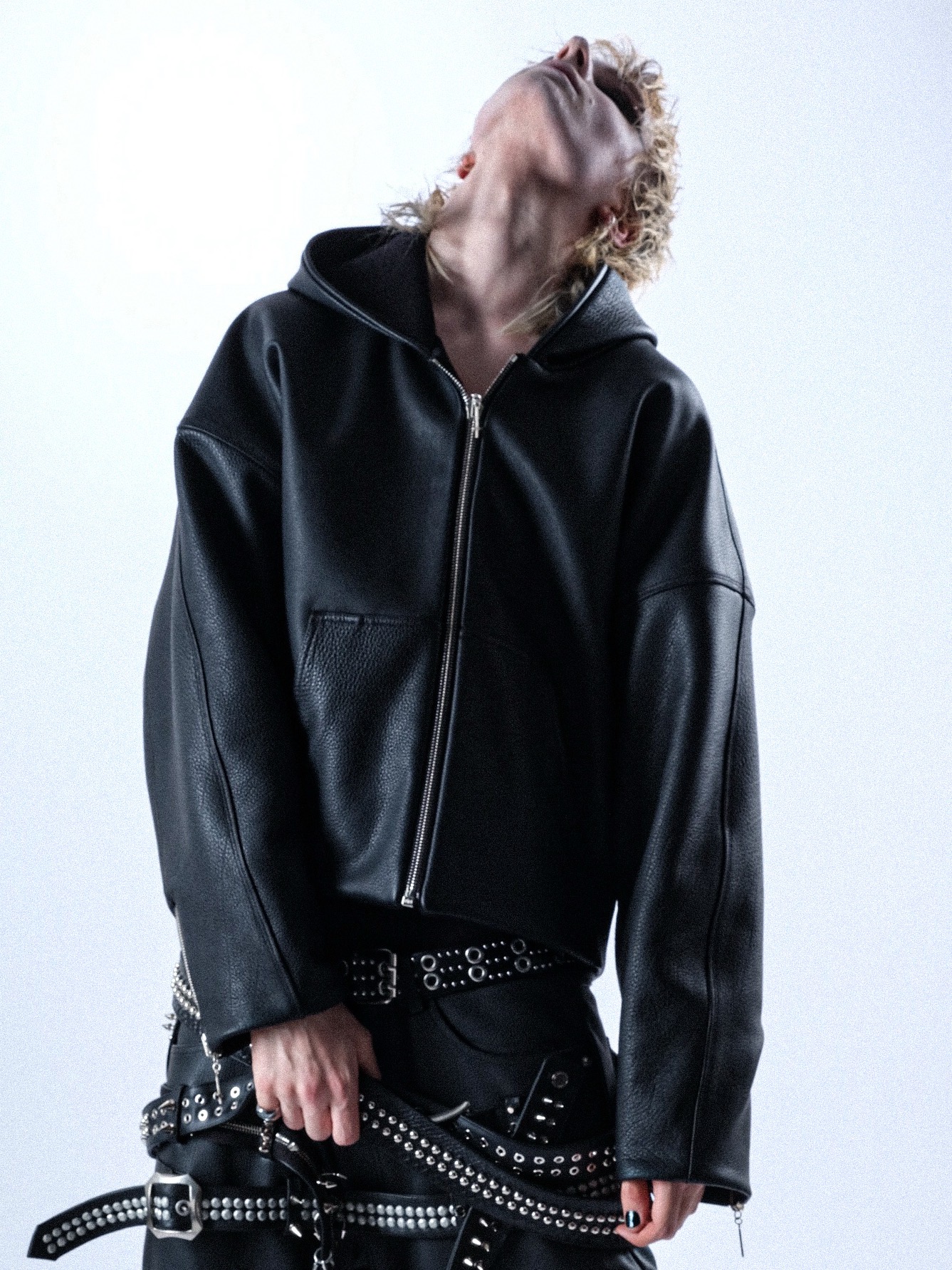 Real Natural Diamonds Double faced Cashmere and Leather Hood Jacket