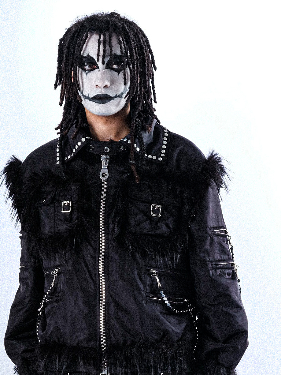 Nylon vegan fur restraint suit