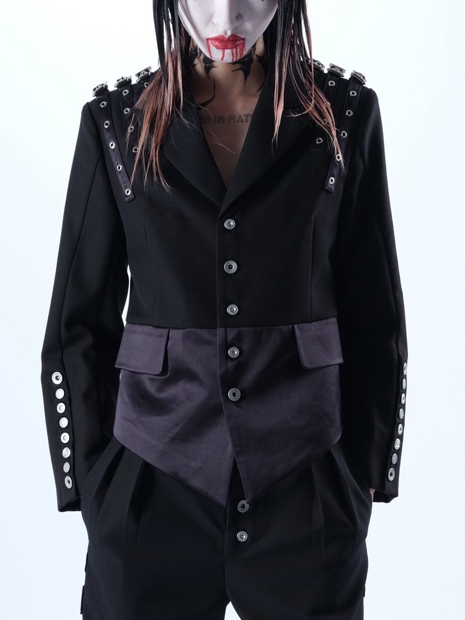 Back Zipper Wool and Silk Blend Blazer